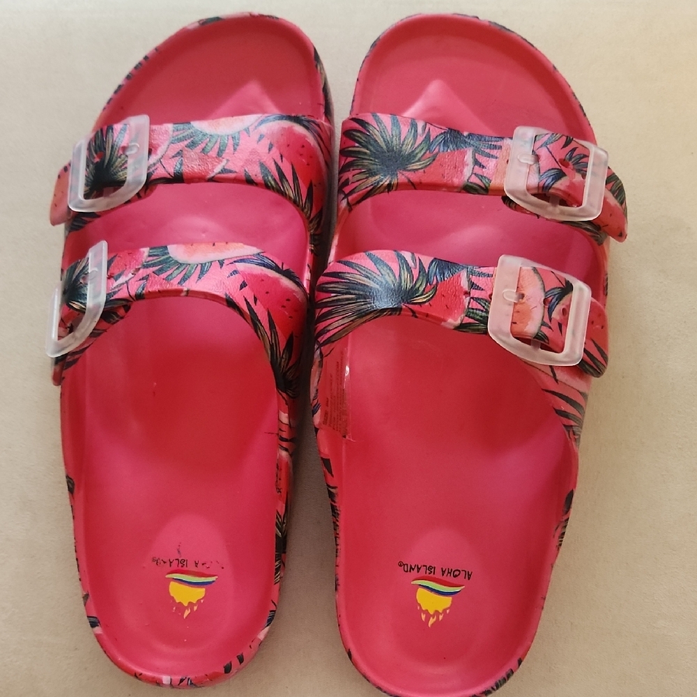 Womens Tropical Watermelon Print Sandals Size 8